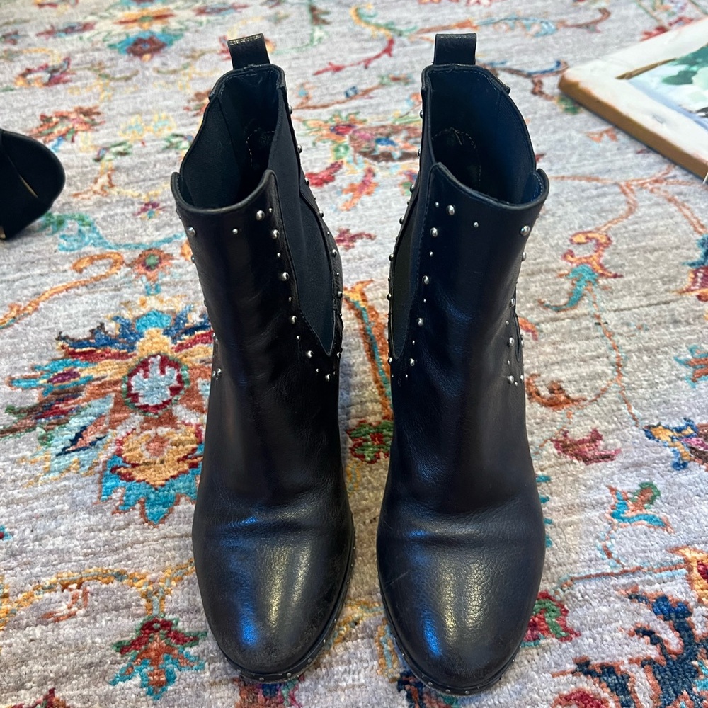 Leather studded booties. Size 39. Made in Italy. 3” heel.